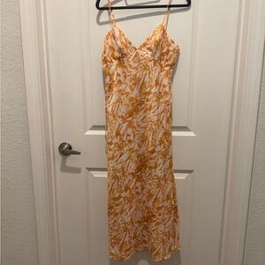 Orange and White Tie-Dye Spaghetti Strap Dress